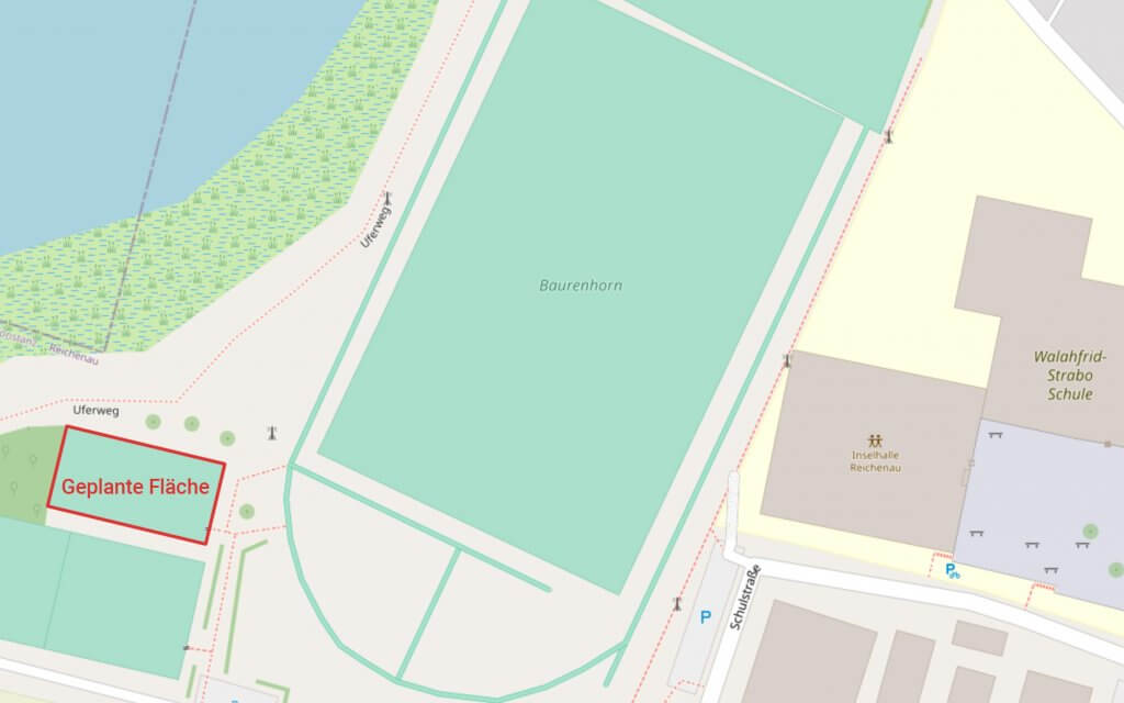 Kartenansicht der geplanten Fläche für die Calisthenics Anlage am Baurenhorn des Sportvereins Reichenau